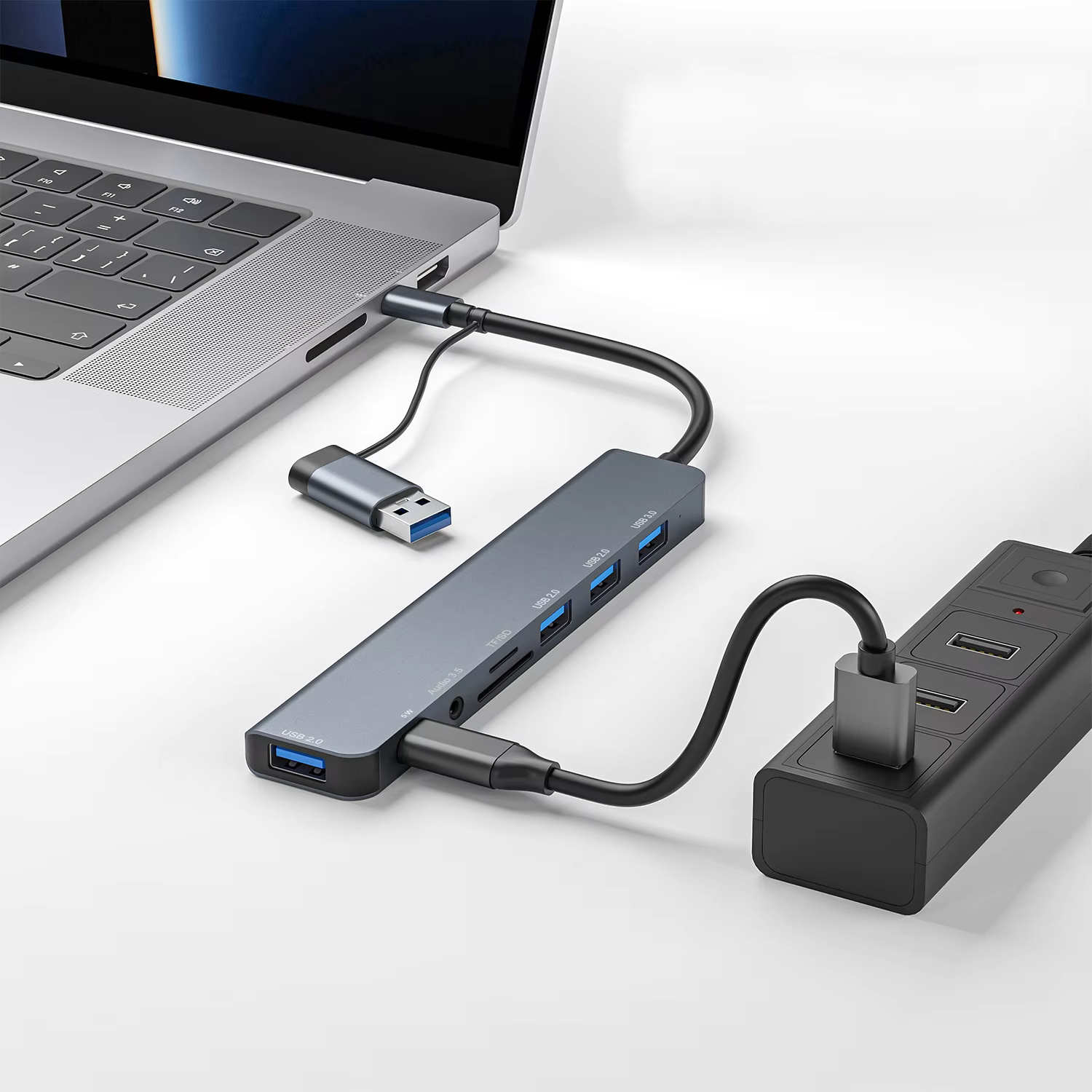 Hub adaptador USB 3.0, 8 puertos en 1